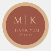 Elegant Bruine Typografische Dankbaarheid Ronde Sticker (Voorkant)