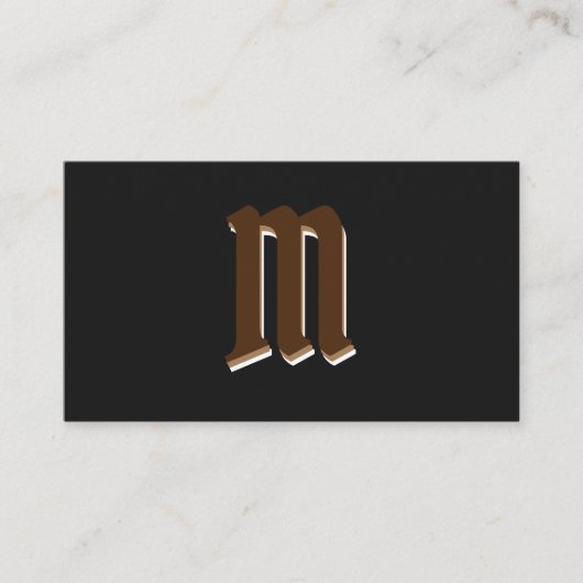 Elegant bruine vormen op zwart monogram 3d effect visitekaartje (Voorkant)