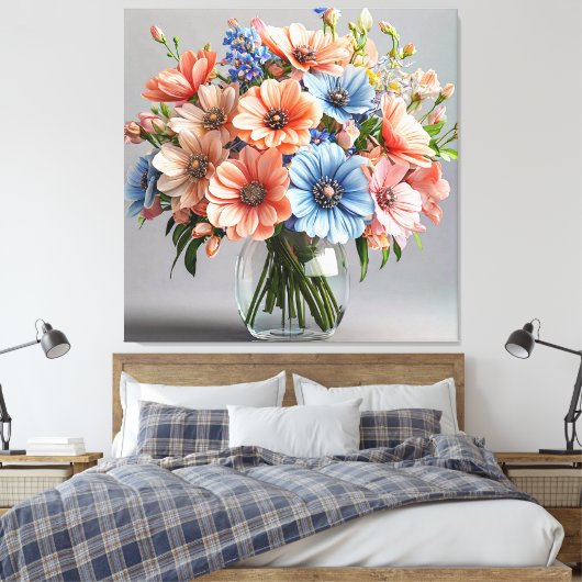 Elegant bruisend boeket canvas afdruk (Insitu (Slaapkamer))