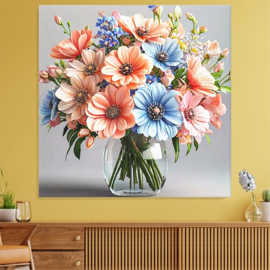 Elegant bruisend boeket canvas afdruk (Insitu (Woonkamer))