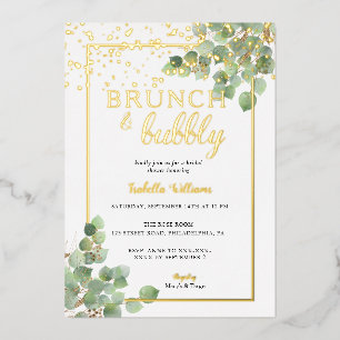 Elegant Brunch & Bubble Greenery Vrijgezellenfeest Folie Uitnodiging