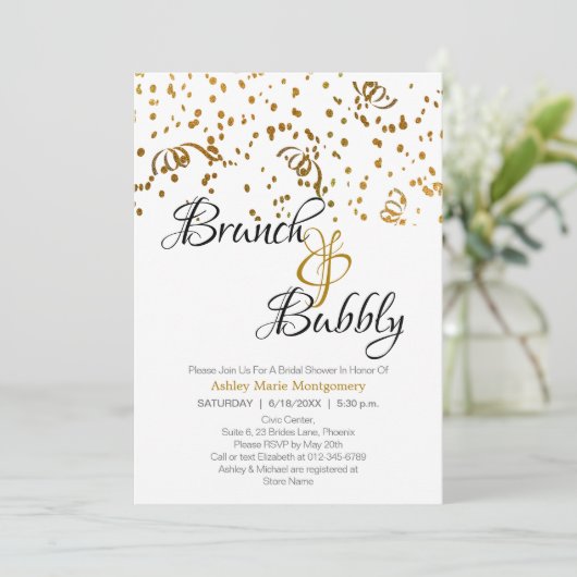 Elegant Brunch Bubble Vrijgezellenfeest Gold Confe Kaart (Staand voorkant)