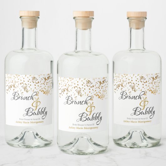 Elegant Brunch Bubble Vrijgezellenfeest Gold Confe Likeurfles Etiket (Flessen)