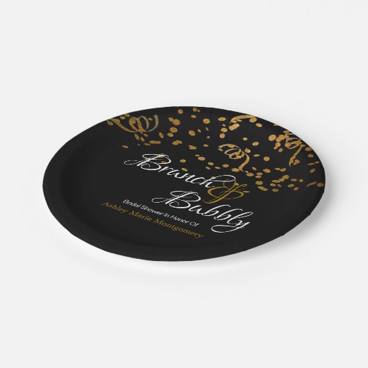 Elegant Brunch Bubble Vrijgezellenfeest Gold Confe Papieren Bordje (Gekanteld)