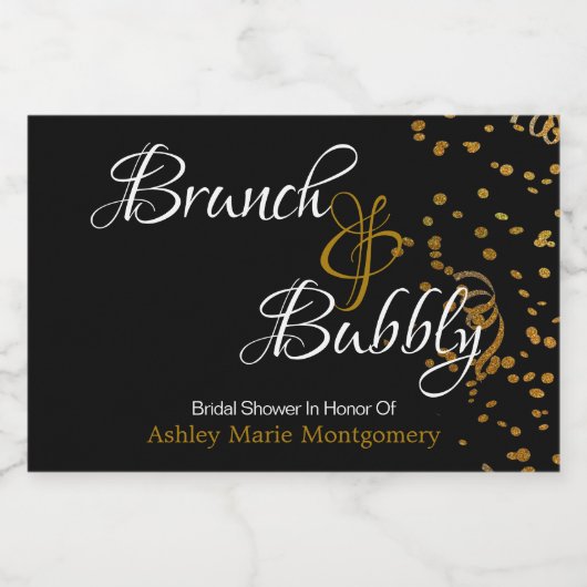 Elegant Brunch Bubble Vrijgezellenfeest Gold Confe Sparkling Wijnetiket (Enkel label)