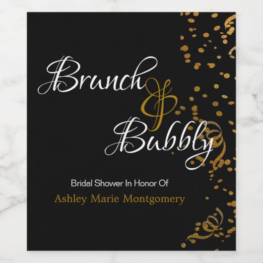 Elegant Brunch Bubble Vrijgezellenfeest Gold Confe Wijn Etiket (Enkel label)