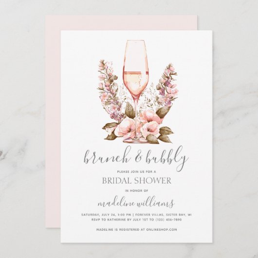 Elegant Brunch en Bubble Champagne Vrijgezellenfee Kaart (Voorkant / Achterkant)