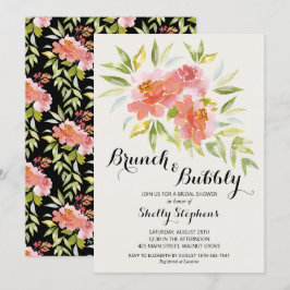 Elegant Brunch en Bubble Floral Shower Invitation