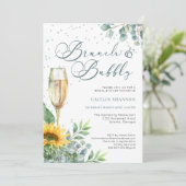 Elegant Brunch en Bubble Sunflower Vrijgezellenfee Kaart (Staand voorkant)