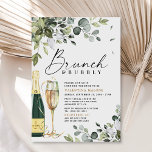 Elegant Brunch en Bubble Vrijgezellenfeest Greener Kaart<br><div class="desc">Het ontwerp kenmerkt gemengde waterverf groen die uit eucalyptus, botanische olijftakken, en meer bestaat. De olie wordt gestileerd in verschillende soorten sage, smaragd en lichtgroen. Een waterverf champagne flesje en smaragdgroen en gouden flesje complimenteren het thema. Om de passende producten in dit ontwerp te zien: kopieer/plak de volgende verbinding: https://www.zazzle.com/collections/greenery_bridal_shower_invitations_and_decorations-119358777449580877...</div>