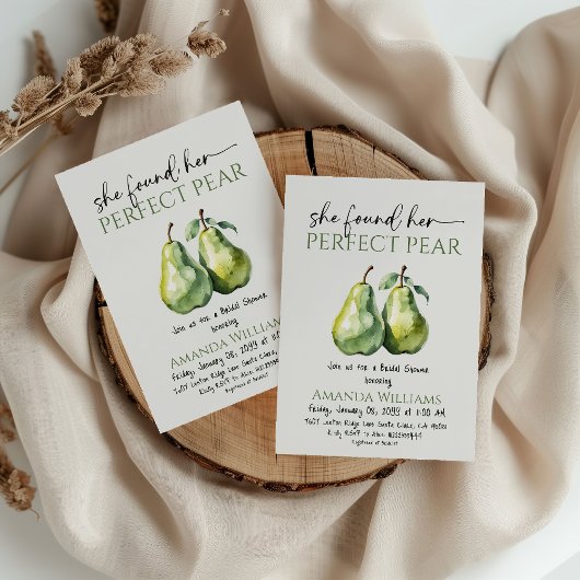 Elegant Brunch Greenery Perfect Pear Bridal Shower Kaart
