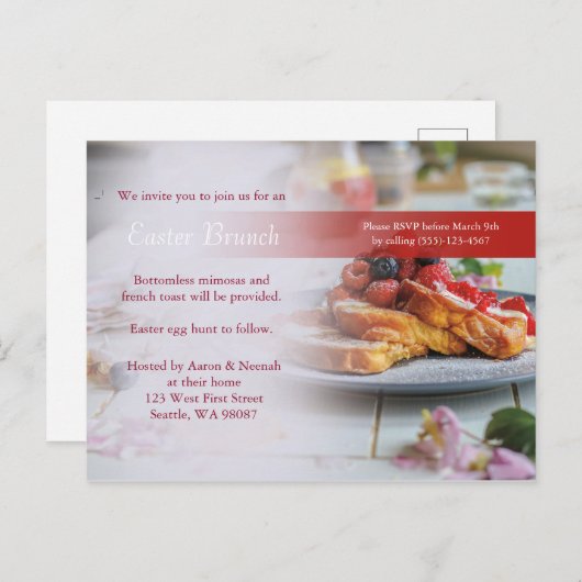 Elegant Brunch Invitation Paast or Sunday Funday Briefkaart (Voorkant / Achterkant)