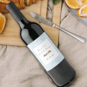 Elegant Brunch Vrijgezellenfeest Lichtblauw Gingha Wijn Etiket