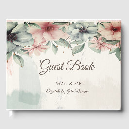 Elegant Brush Stroke, Floral Wedding Gastenboek