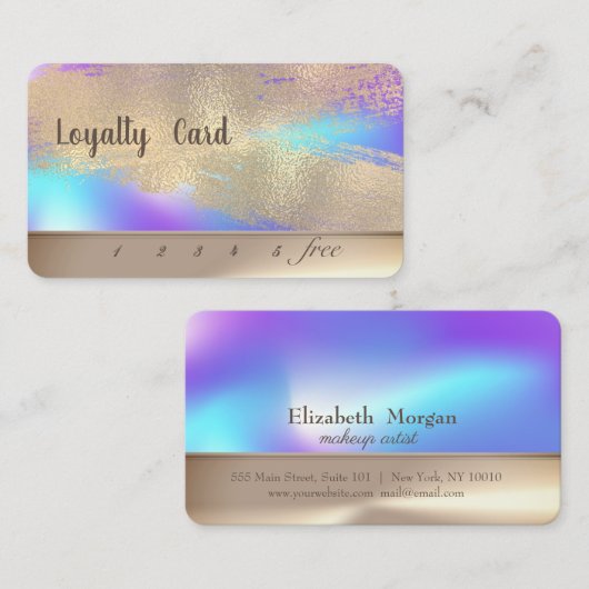 Elegant Brush Stroke Holographic Loyalty Kaart (Voorkant / Achterkant)