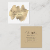 Elegant Brush Stroke White Gold Minimalist Vierkante Visitekaartje (Voorkant / Achterkant)