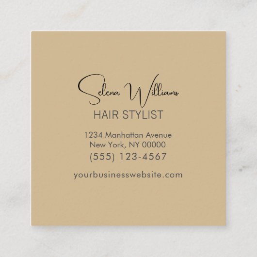 Elegant Brush Stroke White Gold Minimalist Vierkante Visitekaartje