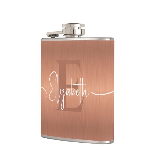 Elegant Brushed Copper Metal Script Monogrammed Heupfles (Links)