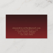 Elegant Brushed Gold Monogram Red Visitekaartje (Achterkant)