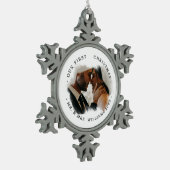 Elegant Brushstroke Overlay Photo | Mr. & Mrs. Tin Sneeuwvlok Ornament (Links)