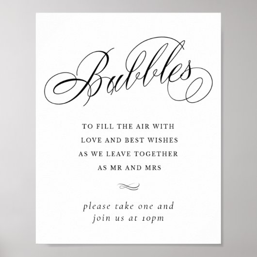 Elegant Bubbles - zwarte kalligrafie | Favorietabe Poster (Voorkant)