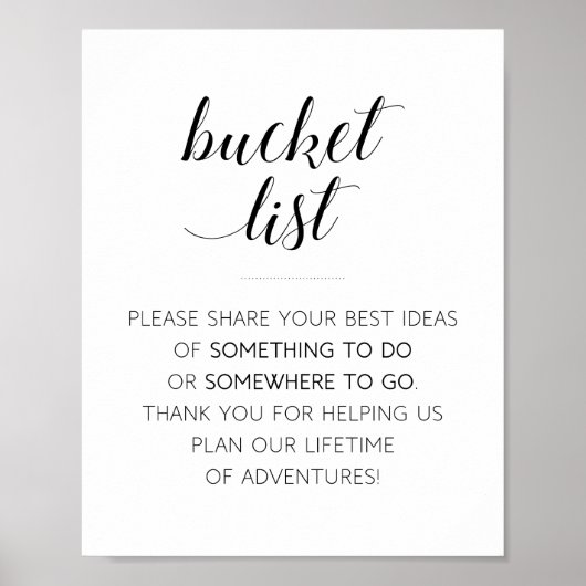 Elegant Bucket List Trouwgastenboek Poster (Voorkant)