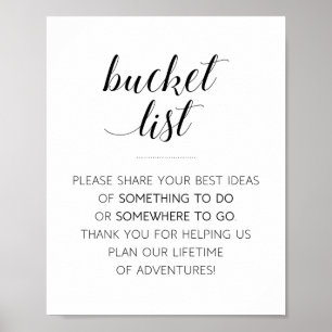 Elegant Bucket List Wedding Guest Book Poster