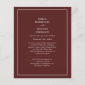 Elegant Budget Bilingual Burgundy Weddenschap Spaa Flyer (Achterkant)