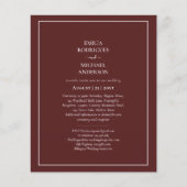 Elegant Budget Bilingual Burgundy Weddenschap Spaa Flyer (Voorkant)