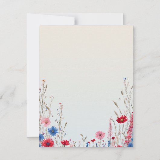 Elegant Budget Boho Waterverf Wildflower Bruiloft Kaart (Achterkant)