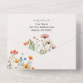 Elegant Budget Botanische Wildflower Bruiloft All In One Uitnodiging (Achterkant)