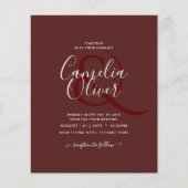 Elegant BUDGET Burgundy Monochrome bruiloft Eenvou Flyer (Voorkant)