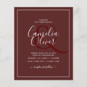 Elegant BUDGET Burgundy Monochrome bruiloft Eenvou Flyer (Voorkant)