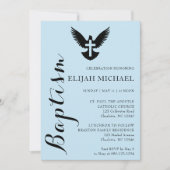 Elegant budget doop Sky Blue uitnodiging (Voorkant)