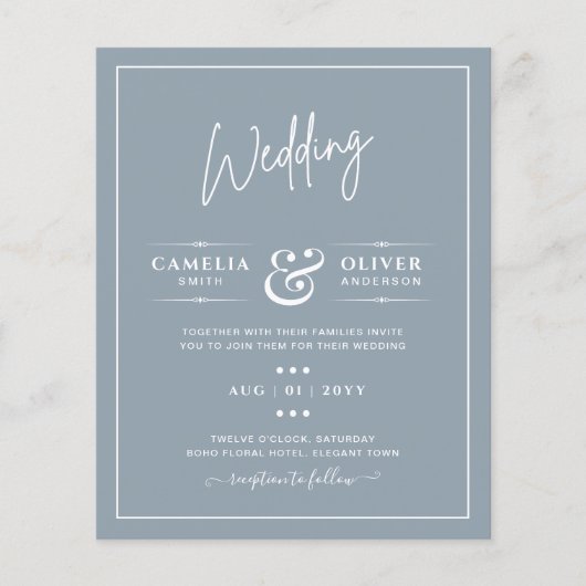 Elegant Budget Dusty Blue Monochrome Wedding (Voorkant)