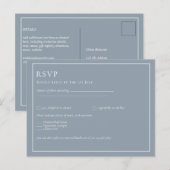 Elegant Budget Dusty Blue Monochrome Wedding Briefkaart (Voorkant / Achterkant)
