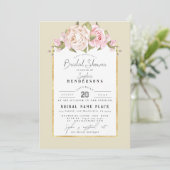 Elegant Budget Floral Dusty Roos Folie BridalShowe Kaart (Staand voorkant)