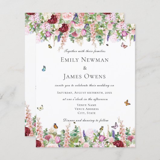 Elegant Budget Floral met Butterflies Wedding (Voorkant / Achterkant)