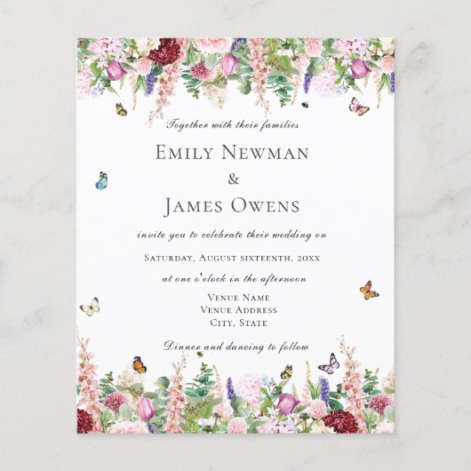 Elegant Budget Floral met Butterflies Wedding (Voorkant)