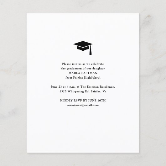 Elegant Budget Foto Collage Afstuderen Uitnodiging (Achterkant)