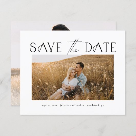 Elegant Budget Foto Weddenschap Save the Date (Voorkant / Achterkant)
