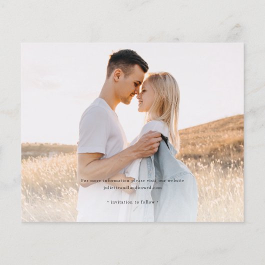 Elegant Budget Foto Weddenschap Save the Date (Achterkant)