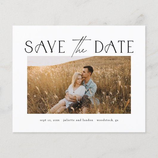 Elegant Budget Foto Weddenschap Save the Date (Voorkant)