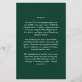 Elegant BUDGET Fotobedekking Emerald Green Wedding Flyer (Achterkant)