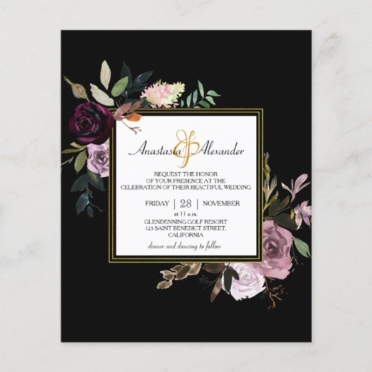 ELEGANT BUDGET huwelijksuitnodiging Flyer (Voorkant)
