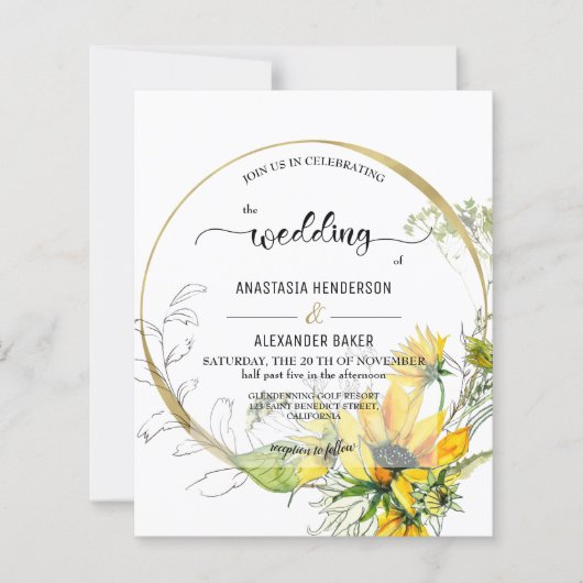 Elegant Budget Invitation to wedding ceremony. (Voorkant)
