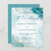 Elegant BUDGET Oceaan Blauwgroen Blauw Goud Bruilo (Voorkant / Achterkant)
