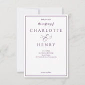 Elegant Budget Paarse QR Code Bruiloft Kaart (Voorkant)