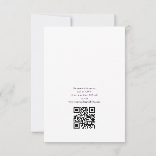 Elegant Budget Paarse QR Code Bruiloft Kaart (Achterkant)