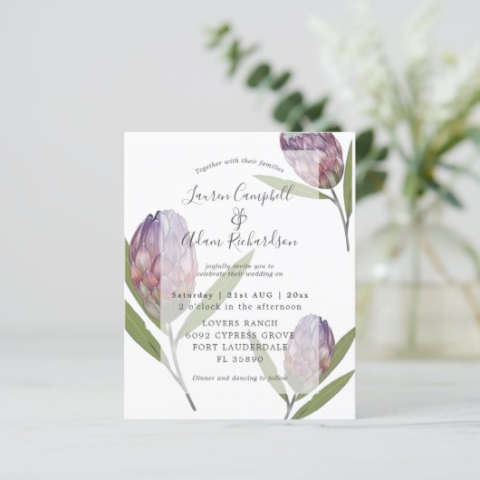 Elegant Budget Protea Paarse Wedding (Staand voorkant)